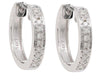 ESTATE .10CT DIAMOND 14KT WHITE GOLD CLASSIC ROUND HUGGIE HOOP HANGING EARRINGS