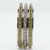 WIDE .87CT WHITE & FANCY YELLOW DIAMOND 18KT 2 TONE GOLD 3 ROW ANNIVERSARY RING