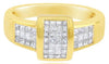 .88CT DIAMOND 14KT YELLOW GOLD 3D PRINCESS INVISIBLE RECTANGULAR UNISEX FUN RING
