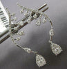 .90CT DIAMOND 14KT WHITE GOLD 3D ROUND & PEAR SHAPE MULTI LEAF HANGING EARRINGS
