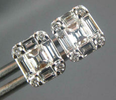 .64CT DIAMOND 18KT ROSE GOLD 3D ROUND & BAGUETTE INVISIBLE SQUARE STUD EARRINGS