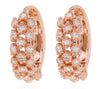 ESTATE .30CT DIAMOND 18KT ROSE GOLD 3 ROW CLUSTER HUGGIE HOOP HANGING EARRINGS