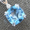 2.44CT DIAMOND & AAA BLUE TOPAZ 14K WHITE GOLD 3D CUSHION & ROUND SQUARE PENDANT