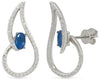 .96CT DIAMOND & AAA SAPPHIRE 14K WHITE GOLD 3D OVAL & ROUND HEART SHAPE EARRINGS