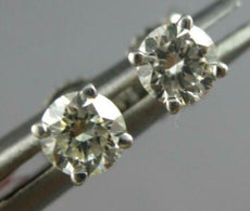 ESTATE .33CT DIAMOND 14KT WHITE GOLD 3D CLASSIC ROUND FOUR PRONG STUD EARRINGS
