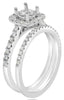 .57CT DIAMOND 18K WHITE GOLD ROUND SQUARE SEMI MOUNT ENGAGEMENT WEDDING RING SET