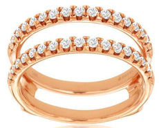 0.50CT DIAMOND 14KT ROSE GOLD 3D CLASSIC ROUND 2 ROW INSERT ANNIVERSARY RING