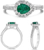 1.06CT DIAMOND & AAA EMERALD PLATINUM PEAR SHAPE & ROUND 3 PRONG ENGAGEMENT RING