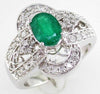 1.45CT DIAMOND & AAA EMERALD 14KT WHITE GOLD OVAL & ROUND MULTI HEART LOVE RING