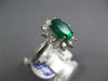 ESTATE LARGE 2.14CT DIAMOND & AAA EMERALD PLATINUM OVAL & ROUND ENGAGEMENT RING