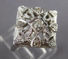 ANTQIUE LARGE .20CT OLD MINE DIAMOND 14KT WHITE GOLD 3D GEOMETRICAL RING #27360