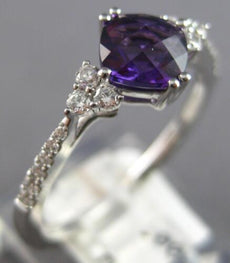 .90CT DIAMOND & AAA AMETHYST 14K WHITE GOLD CUSHION & ROUND FRIENDSHIP LOVE RING