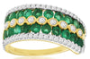 ESTATE WIDE 1.94CT DIAMOND & AAA EMERALD 14KT YELLOW GOLD MULTI ROW ETOILE RING