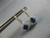 1.50CT DIAMOND & AAA CEYLON SAPPHIRE 18K WHITE GOLD SQUARE HALO HANGING EARRINGS