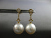 ESTATE .44CT DIAMOND & AAA SOUTH SEA PEARL 18KT YELLOW GOLD 3D HANGING EARRINGS