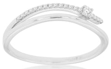 ESTATE .08CT DIAMOND 14KT WHITE GOLD 3D CLASSIC SOLITAIRE BAR FUN RING