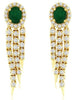 1.96CT DIAMOND & AAA EMERALD 14KT YELLOW GOLD OVAL CHANDELIER HANGING EARRINGS