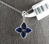 1.29CT DIAMOND & AAA SAPPHIRE 18KT WHITE GOLD 3D 4 LEAF CLOVER FLOATING PENDANT