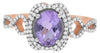 1.55CT DIAMOND & AAA AMETHYST 14KT WHITE & ROSE GOLD 3D OVAL & ROUND FLOWER RING