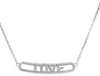 ESTATE .14CT DIAMOND 14KT WHITE GOLD 3D CLASSIC ROUND BAR FUN LOVE NECKLACE