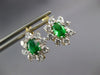 LARGE 3.5CT CUBIC ZIRCONA & AAA SYNTHETIC EMERALD 14K YELLOW GOLD EARRINGS 27401