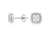 ESTATE .70CT DIAMOND 14KT WHITE GOLD 3D ROUND CLUSTER SQUARE HALO STUD EARRINGS