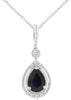 .90CT DIAMOND & AAA SAPPHIRE 14KT WHITE GOLD PEAR SHAPE & ROUND FILIGREE PENDANT