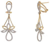 ESTATE .66CT DIAMOND 14KT YELLOW GOLD FLOWER TEAR DROP CLIP ON HANGING EARRINGS