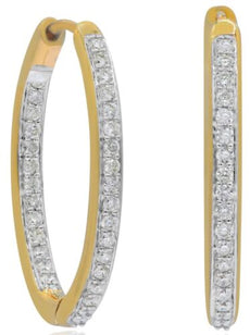 .51CT DIAMOND 14K YELLOW GOLD 3D ROUND INSIDE OUT FUN PAVE HOOP HANGING EARRINGS
