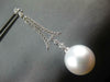 LARGE .6CT DIAMOND & AAA SOUTH SEA PEARL 18K WHITE GOLD V SHAPE HANGING EARRINGS