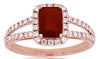 1.55CT DIAMOND & AAA RUBY 14KT ROSE GOLD 3D EMERALD CUT & ROUND ENGAGEMENT RING
