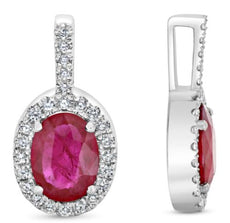 .96CT DIAMOND & AAA RUBY 18KT WHITE GOLD 3D OVAL & ROUND HALO FLOATING PENDANT