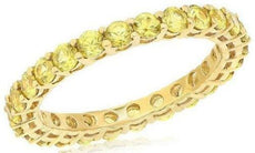 1.94CT AAA YELLOW SAPPHIRE 18KT YELLOW GOLD 3D ROUND ETERNITY ANNIVERSARY RING