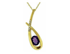 1.08CT DIAMOND & AAA AMETHYST 14KT YELLOW GOLD 3D ROUND & OVAL LOVE KNOT PENDANT