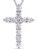 .53CT DIAMOND 14KT WHITE GOLD CLASSIC ROUND SHARED PRONG CROSS FLOATING PENDANT