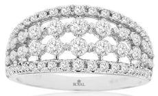 1.0CT DIAMOND 14KT WHITE GOLD ROUND CLASSIC MULTI ROW SHARED PRONG WEDDING RING