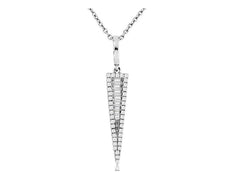 .25CT DIAMOND 14KT WHITE GOLD ROUND & BAGUETTE TRIANGULAR FUN FLOATING PENDANT