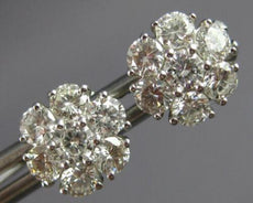 ESTATE 1.43CT DIAMOND 14KT WHITE GOLD 3D CLASSIC FLOWER STUD EARRINGS