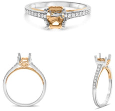 .20CT DIAMOND 14K WHITE & ROSE GOLD ROUND MULTI HEART SEMI MOUNT ENGAGEMENT RING