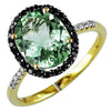 Estate 2.75Ct White & Black Diamond & AAA Green Amethyst 14Kt White Gold Oval Halo Ring