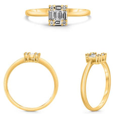.24CT DIAMOND 14K YELLOW GOLD ROUND & BAGUETTE CLASSIC SQUARE INVISIBLE FUN RING