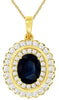2.72CT DIAMOND & AAA SAPPHIRE 14KT YELLOW GOLD 3D OVAL & ROUND FLOATING PENDANT