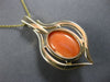 LARGE .12CT DIAMOND & AAA CORAL 14KT YELLOW GOLD OVAL & ROUND TEAR DROP PENDANT