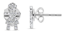 ESTATE .10CT DIAMOND 14KT WHITE GOLD 3D ROUND GIRL FIGURE STUD EARRINGS