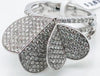LARGE 1.38CT DIAMOND 18KT WHITE GOLD 3D CLASSIC DOUBLE HEART BUTTERFLY LOVE RING