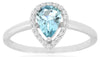 .77CT DIAMOND & AAA AQUAMARINE 14K WHITE GOLD 3D PEAR SHAPE HALO ENGAGEMENT RING