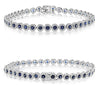 3.78CT DIAMOND & AAA SAPPHIRE 14KT WHITE GOLD 3D MULTI FLORAL TENNIS BRACELET