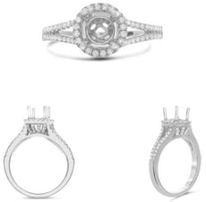 .35CT DIAMOND 14KT WHITE GOLD 3D ROUND CLASSIC HALO SEMI MOUNT ENGAGEMENT RING