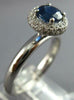 1.24CT DIAMOND & AAA SAPPHIRE 18KT WHITE GOLD DOUBLE HALO ENGAGEMENT RING #27575
