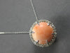 .75CT DIAMOND & AAA CORAL 14KT WHITE GOLD 3D CLASSIC ROUND HALO FLOATING PENDANT
